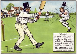 キャッチされた（22）、「クリケットの法律」から、1910年に公開 作： Charles Crombie